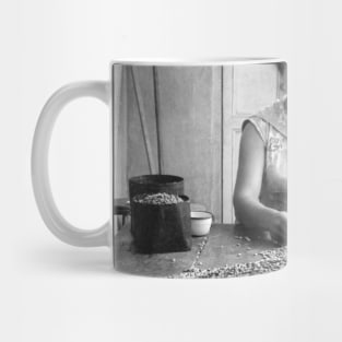 Vintage photo of woman sorting coffee Mug